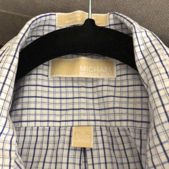 Michael Kors blue white plaid button down - Picture 2 of 5